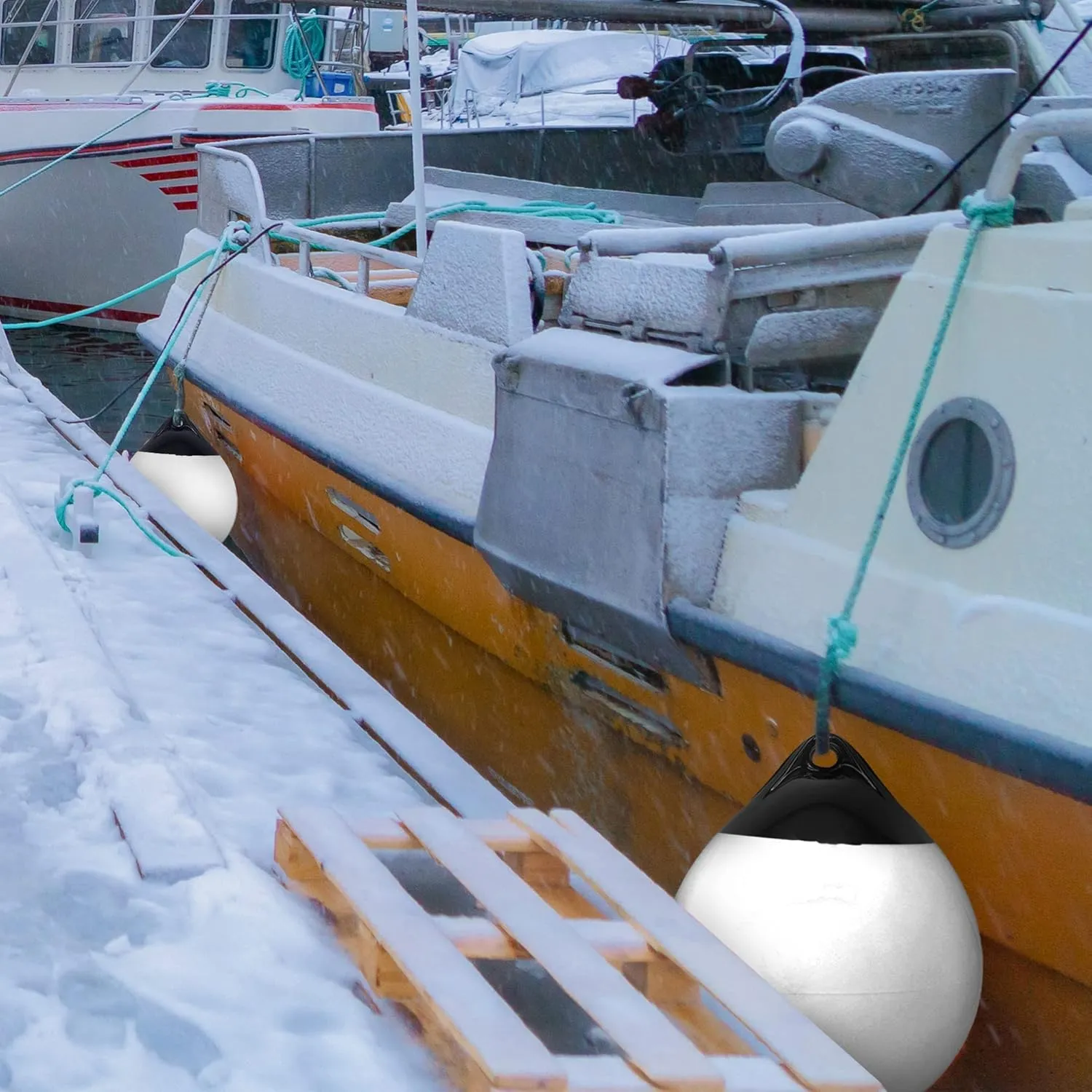 X-Haibei Pair of Boat Fenders Ball Round Anchor Buoy, Dock Bumper Ball Inflatable Vinyl Shield Protection Marine Mooring Buoys